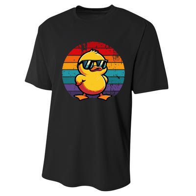 Cool Retro Yellow Duck In Sunglasses 70s 80s 90s Performance Sprint T-Shirt