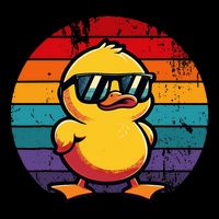 Cool Retro Yellow Duck In Sunglasses 70s 80s 90s Youth Performance Sprint T-Shirt
