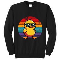 Cool Retro Yellow Duck In Sunglasses 70s 80s 90s Tall Sweatshirt
