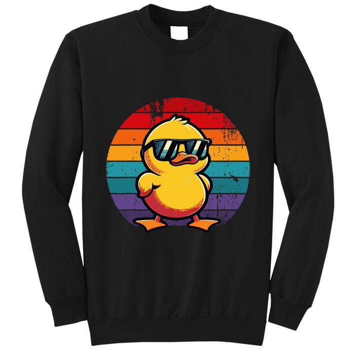 Cool Retro Yellow Duck In Sunglasses 70s 80s 90s Tall Sweatshirt