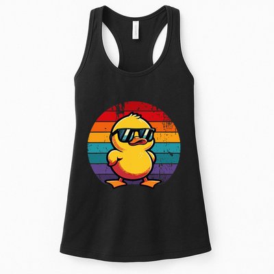 Cool Retro Yellow Duck In Sunglasses 70s 80s 90s Womens Tank Top