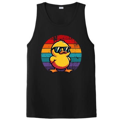 Cool Retro Yellow Duck In Sunglasses 70s 80s 90s PosiCharge Competitor Tank