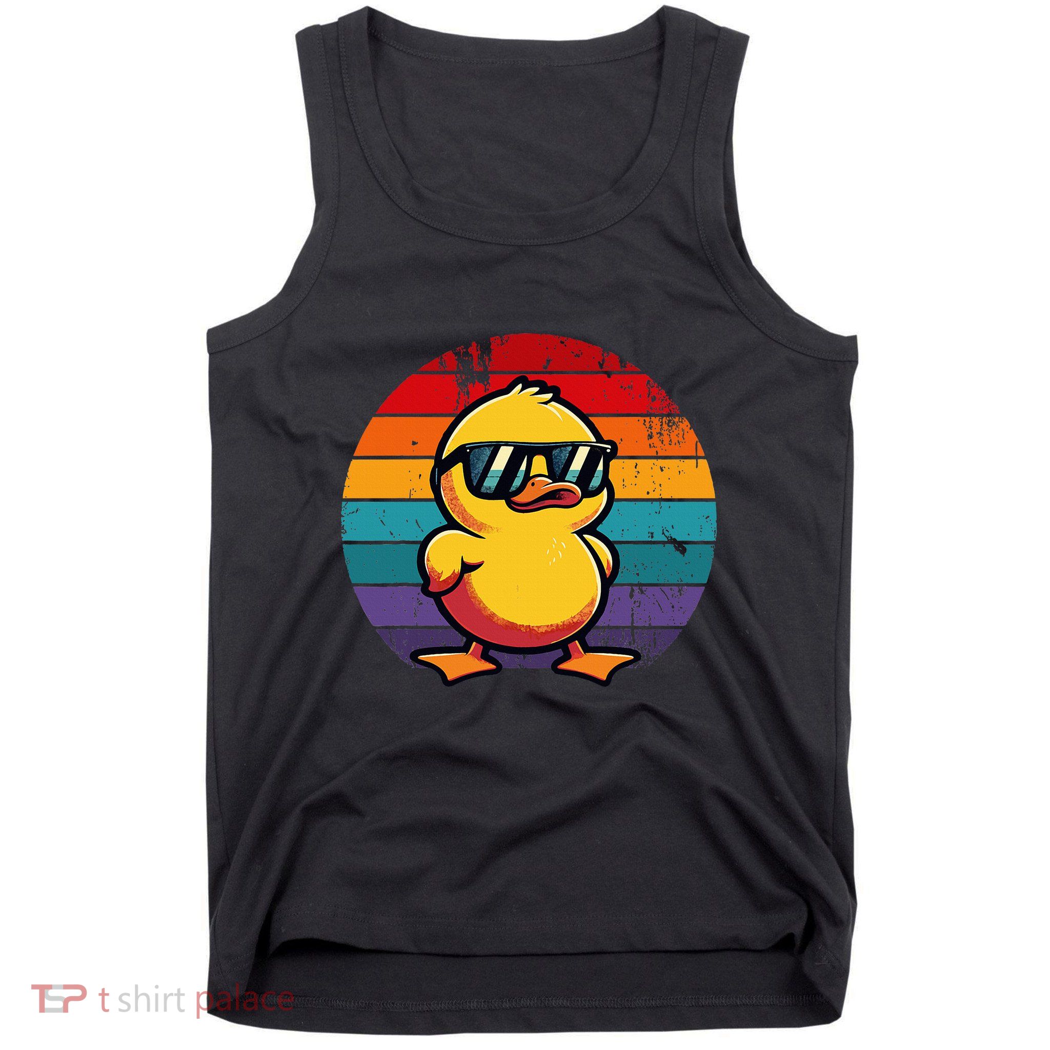 Cool Retro Yellow Duck In Sunglasses 70s 80s 90s Tank Top