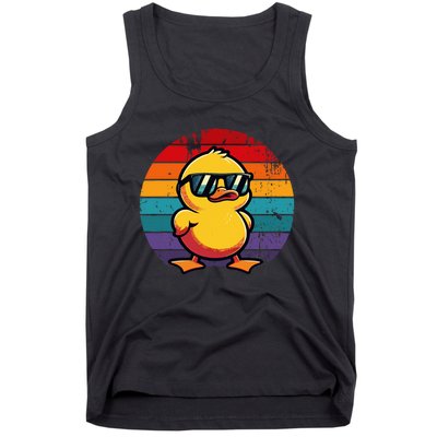 Cool Retro Yellow Duck In Sunglasses 70s 80s 90s Tank Top