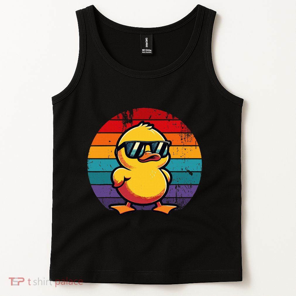 Cool Retro Yellow Duck In Sunglasses 70s 80s 90s Tank Top