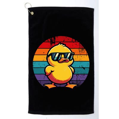 Cool Retro Yellow Duck In Sunglasses 70s 80s 90s Golf Towel