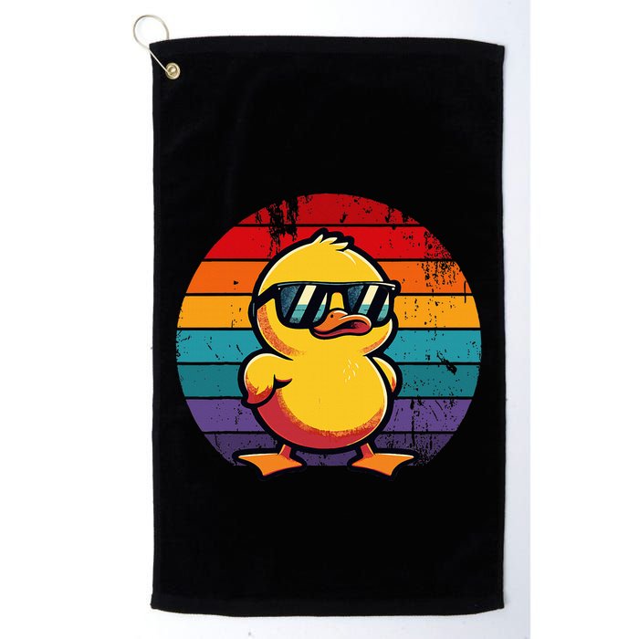 Cool Retro Yellow Duck In Sunglasses 70s 80s 90s Golf Towel