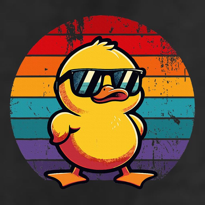 Cool Retro Yellow Duck In Sunglasses 70s 80s 90s Golf Towel