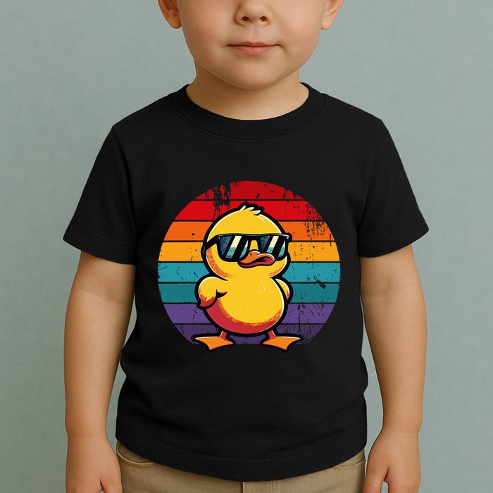 Cool Retro Yellow Duck In Sunglasses 70s 80s 90s Toddler T-Shirt