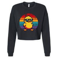 Cool Retro Yellow Duck In Sunglasses 70s 80s 90s Cropped Pullover Crew