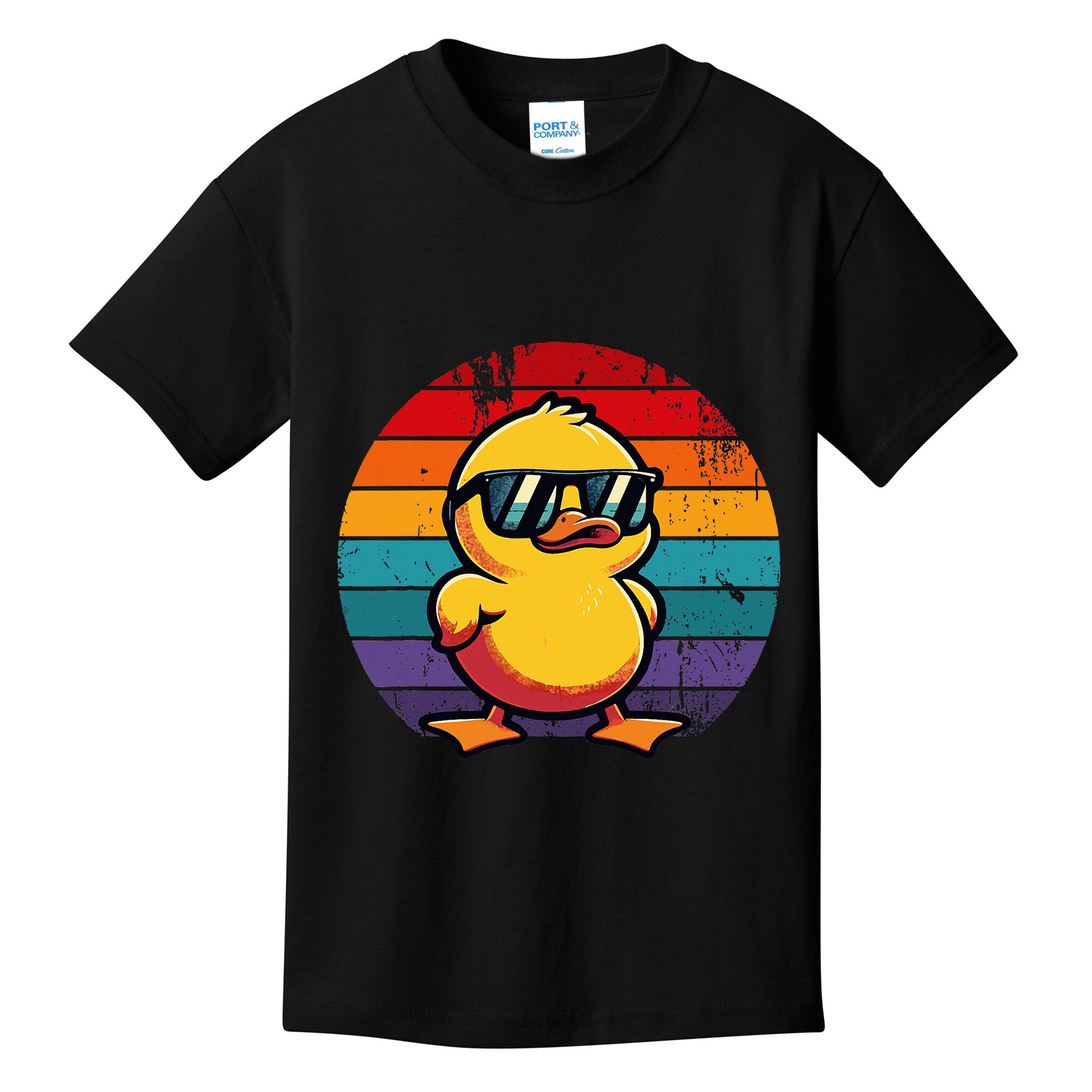 Cool Retro Yellow Duck In Sunglasses 70s 80s 90s Kids T-Shirt