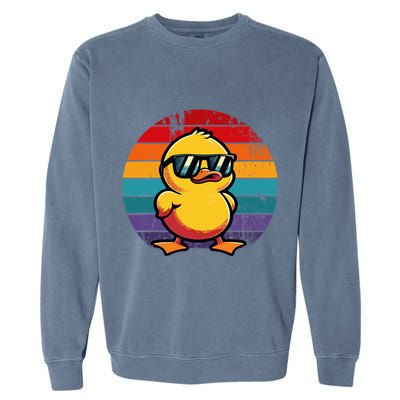 Cool Retro Yellow Duck In Sunglasses 70s 80s 90s Garment-Dyed Sweatshirt