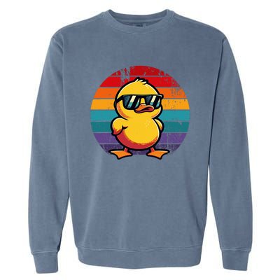 Cool Retro Yellow Duck In Sunglasses 70s 80s 90s Garment-Dyed Sweatshirt