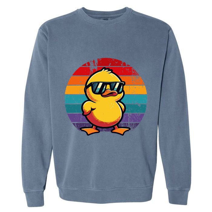 Cool Retro Yellow Duck In Sunglasses 70s 80s 90s Garment-Dyed Sweatshirt