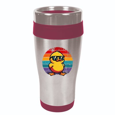 Cool Retro Yellow Duck In Sunglasses 70s 80s 90s 16oz Travel Tumbler