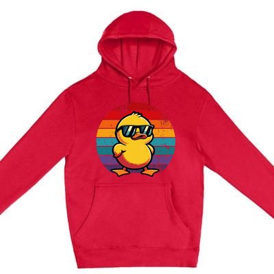 Cool Retro Yellow Duck In Sunglasses 70s 80s 90s Premium Pullover Hoodie