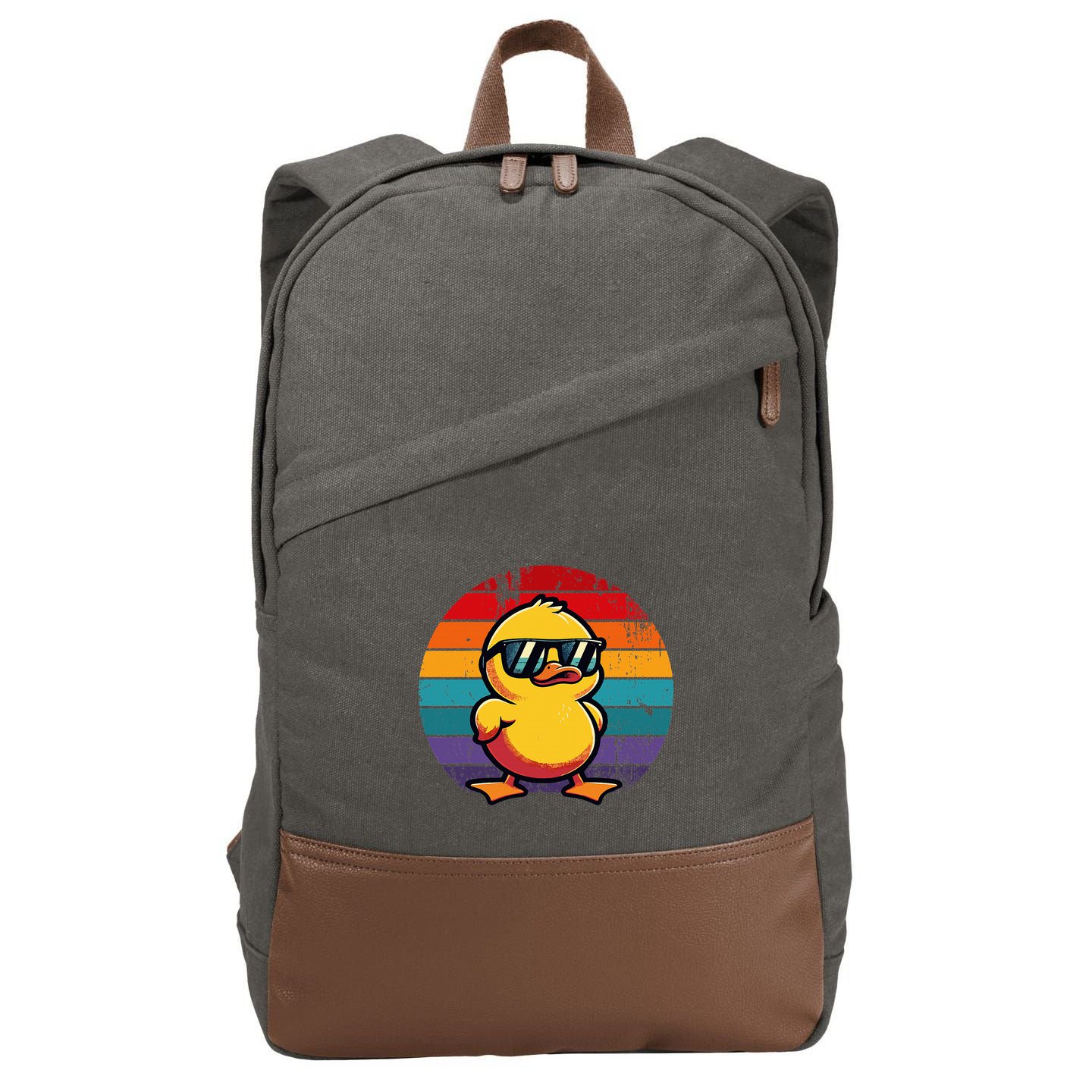 Cool Retro Yellow Duck In Sunglasses 70s 80s 90s Cotton Canvas Backpack