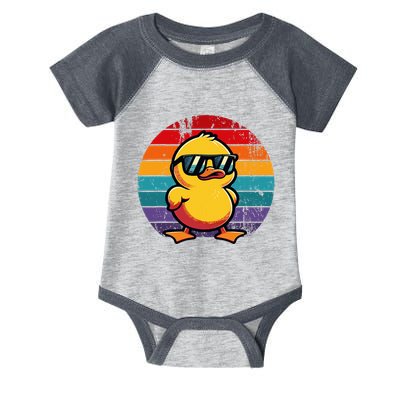 Cool Retro Yellow Duck In Sunglasses 70s 80s 90s Infant Baby Jersey Bodysuit