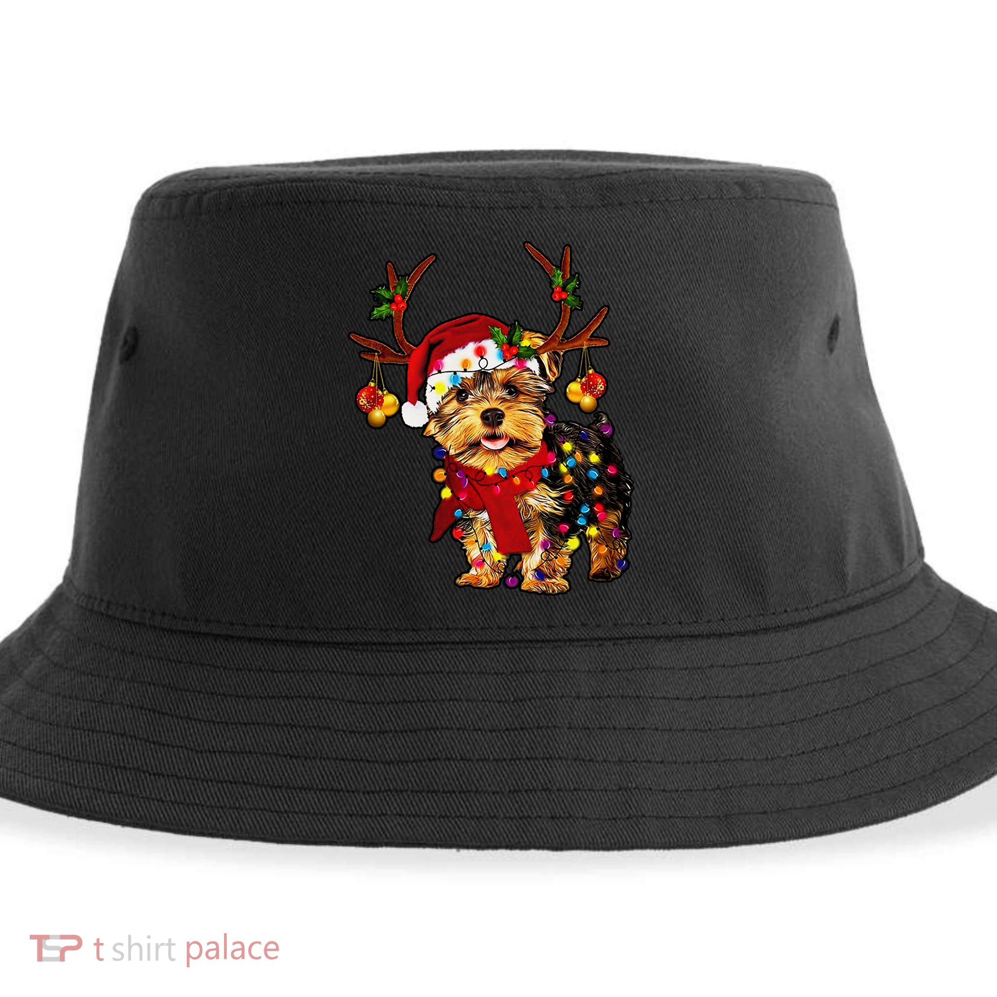 Christmas Reindeer Yorkie Classic Sustainable Bucket Hat