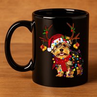 Christmas Reindeer Yorkie Classic 11oz C Handle Ceramic Mug