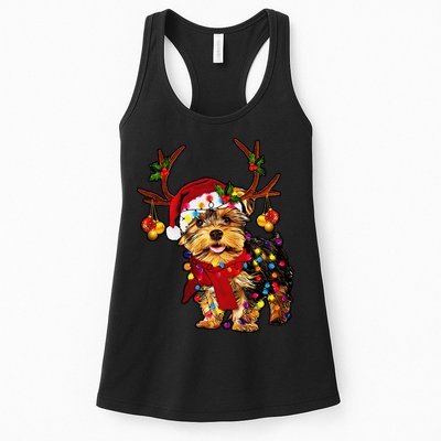 Christmas Reindeer Yorkie Classic Womens Tank Top