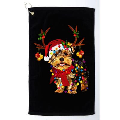 Christmas Reindeer Yorkie Classic Golf Towel