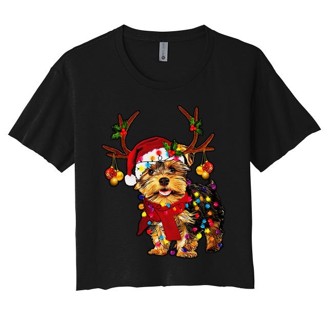 Christmas Reindeer Yorkie Classic Crop Top