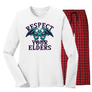 Cthulhu Respect Your Elders Women's Long Sleeve Flannel Pajama Set 