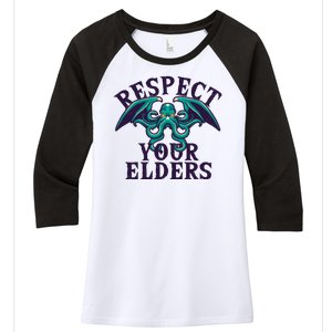 Cthulhu Respect Your Elders Women's Tri-Blend 3/4-Sleeve Raglan Shirt