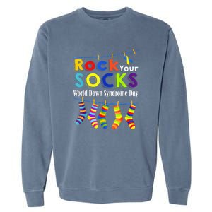 Cute Rock Your Socks 3 21 Trisomy 21 World Down Day Garment-Dyed Sweatshirt