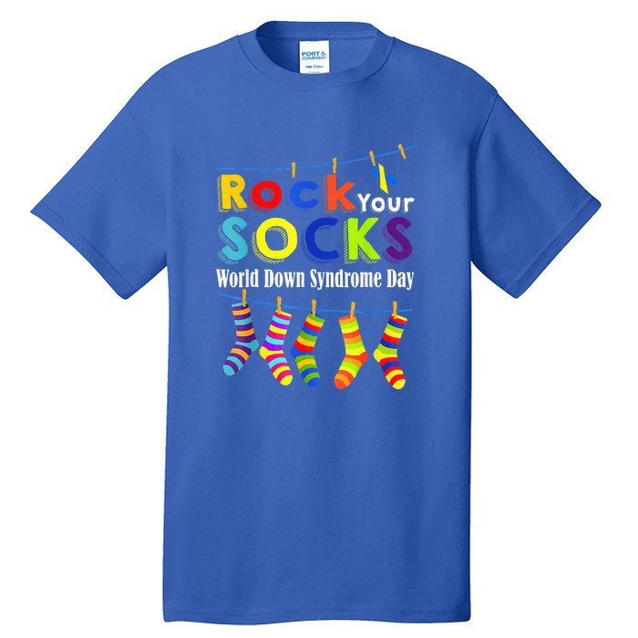 Cute Rock Your Socks 3 21 Trisomy 21 World Down Day Tall T-Shirt