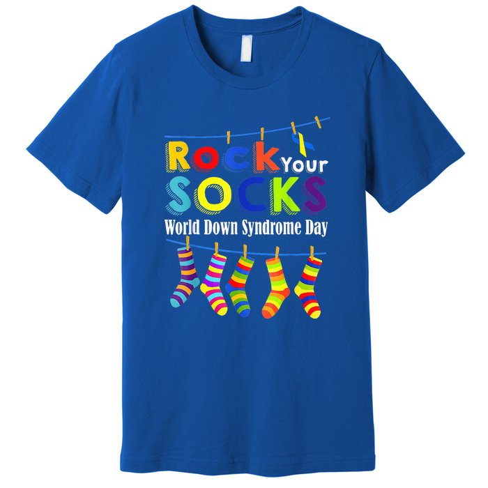 Cute Rock Your Socks 3 21 Trisomy 21 World Down Day Premium T-Shirt