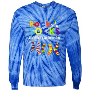 Cute Rock Your Socks 3 21 Trisomy 21 World Down Day Tie-Dye Long Sleeve Shirt