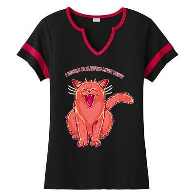 Crying Cat I should Be Sleeping Ladies Halftime Notch Neck Tee