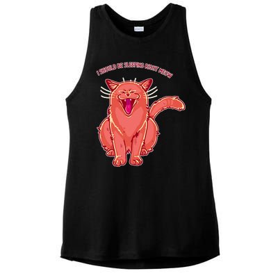 Crying Cat I should Be Sleeping Ladies PosiCharge Tri-Blend Wicking Tank