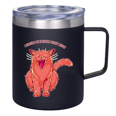 Crying Cat I should Be Sleeping 12oz Stainless Steel Coffee Mug