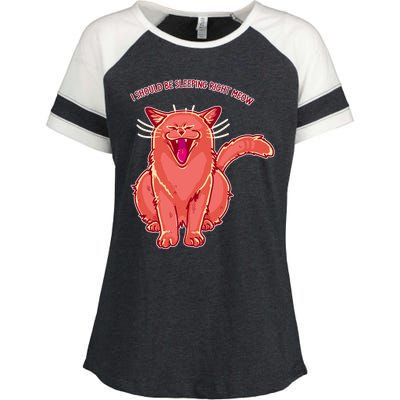 Crying Cat I should Be Sleeping Enza Ladies Jersey Colorblock Tee