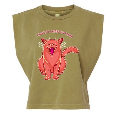Crying Cat I should Be Sleeping Garment-Dyed Women's Muscle Tee