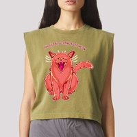 Crying Cat I should Be Sleeping Garment-Dyed Women's Muscle Tee