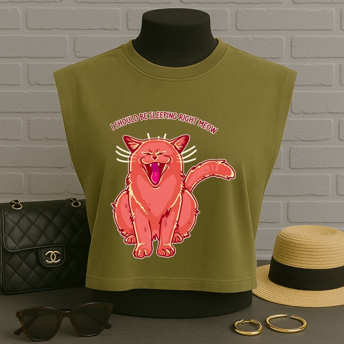 Crying Cat I should Be Sleeping Garment-Dyed Women's Muscle Tee