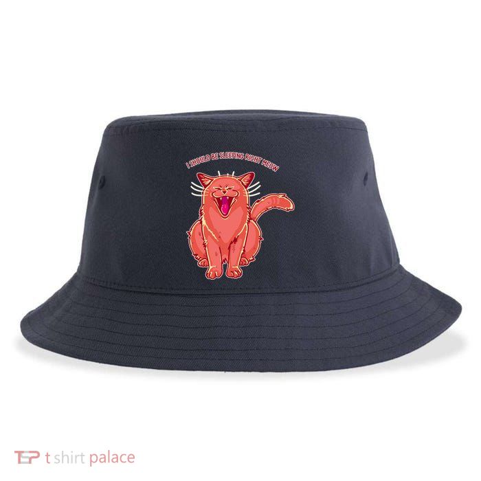 Crying Cat I should Be Sleeping Sustainable Bucket Hat