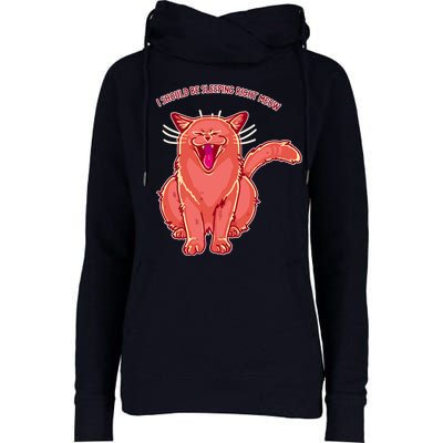 Crying Cat I should Be Sleeping Womens Funnel Neck Pullover Hood