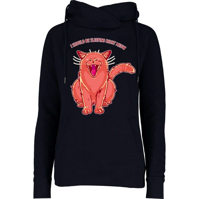 Crying Cat I should Be Sleeping Womens Funnel Neck Pullover Hood