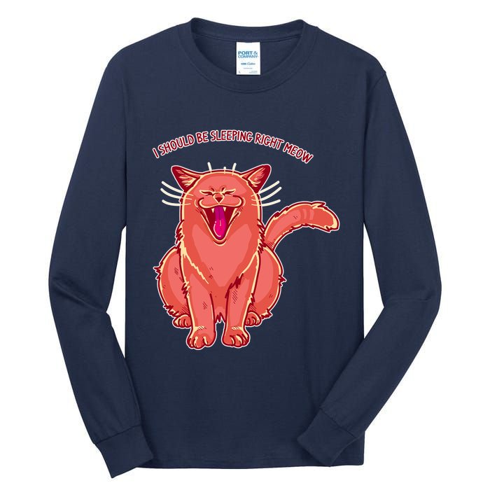 Crying Cat I should Be Sleeping Tall Long Sleeve T-Shirt