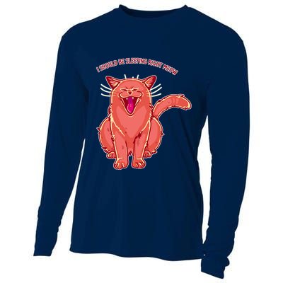 Crying Cat I should Be Sleeping Cooling Performance Long Sleeve Crew