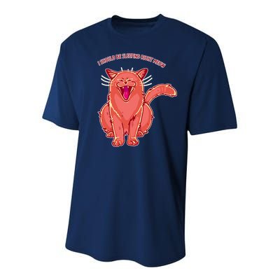 Crying Cat I should Be Sleeping Youth Performance Sprint T-Shirt