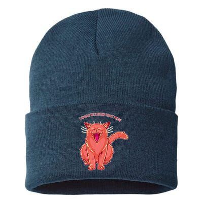 Crying Cat I should Be Sleeping Sustainable Knit Beanie