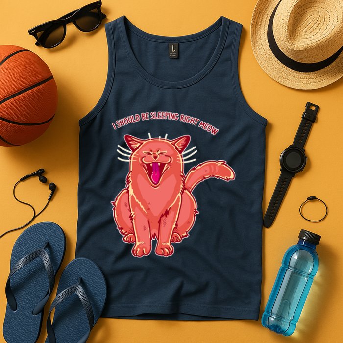 Crying Cat I should Be Sleeping Tank Top