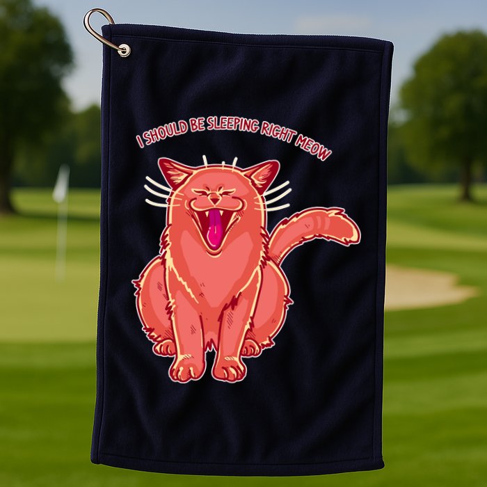 Crying Cat I should Be Sleeping Golf Towel