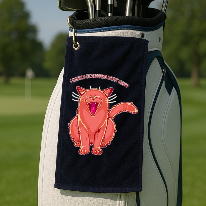 Crying Cat I should Be Sleeping Golf Towel